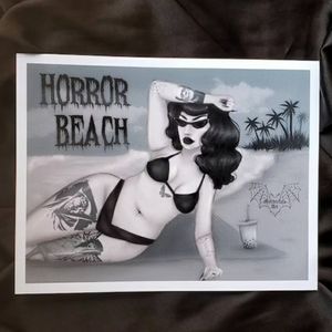 Horror Beach Summer Goth Art Print LARGE